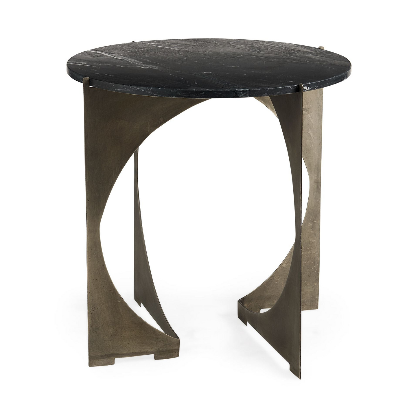 Mercana Reinhold White Marble Top Round Side Table
