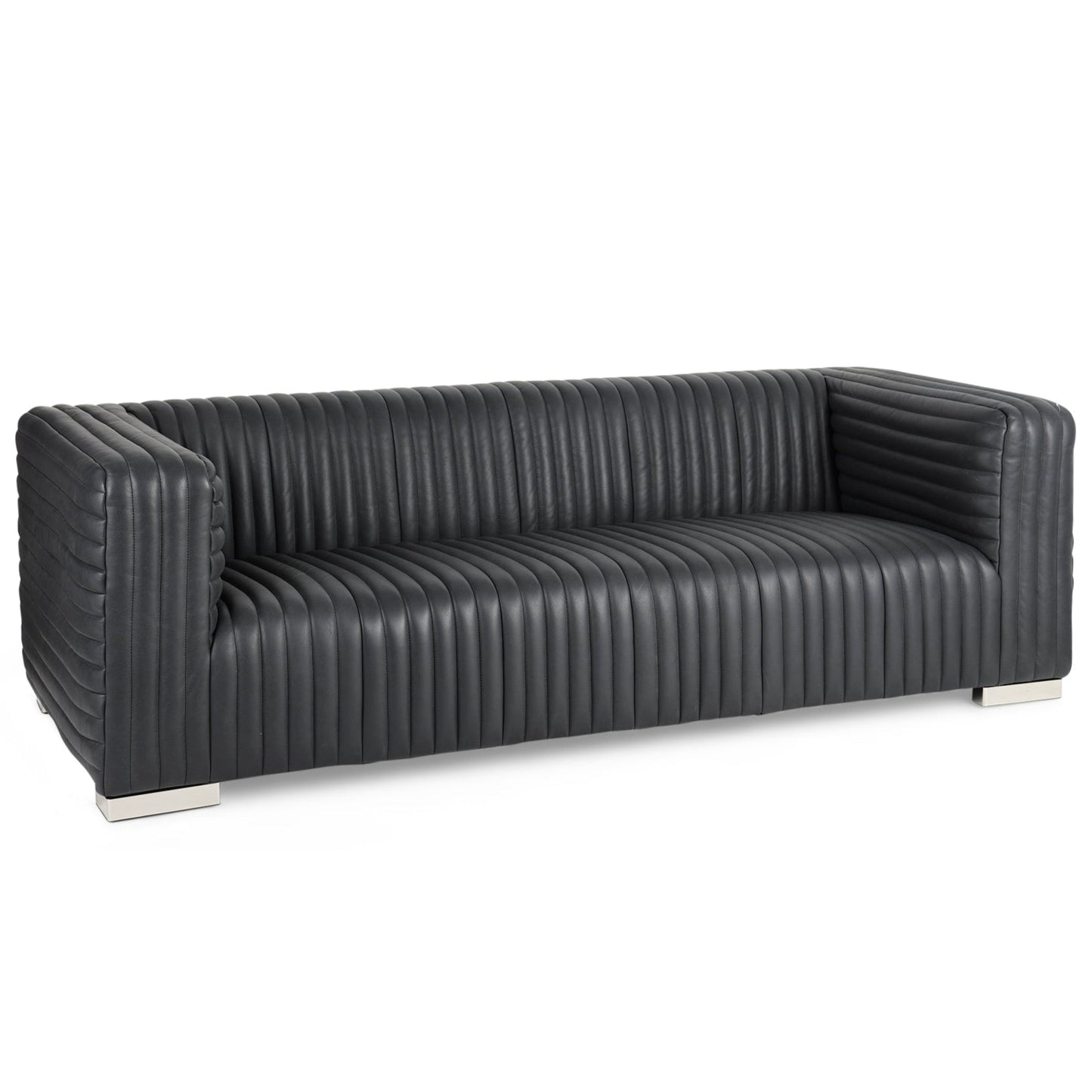 Mercana Ricciardo Black Leather Three Seater Sofa