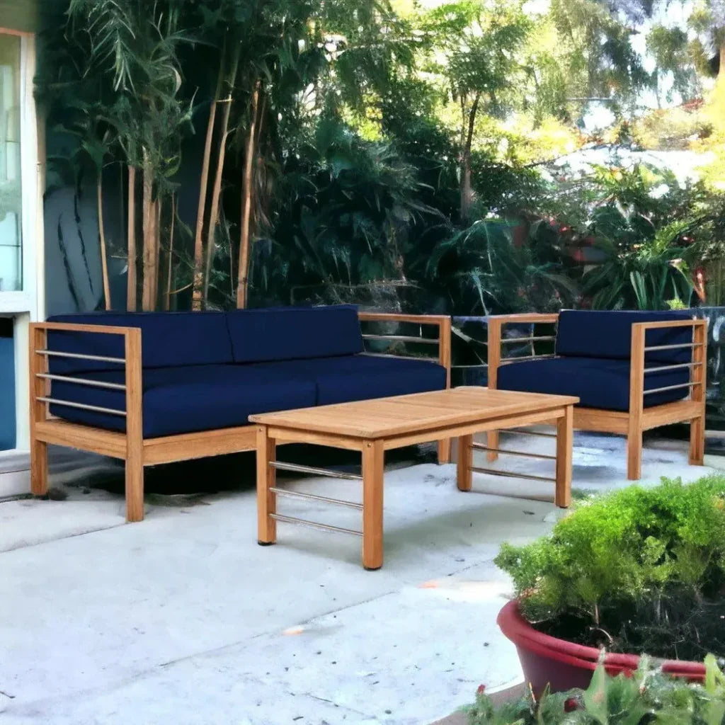 SoHo 4PC Teak Outdoor Patio Deep Set Sunbrella Cushion -- view 8