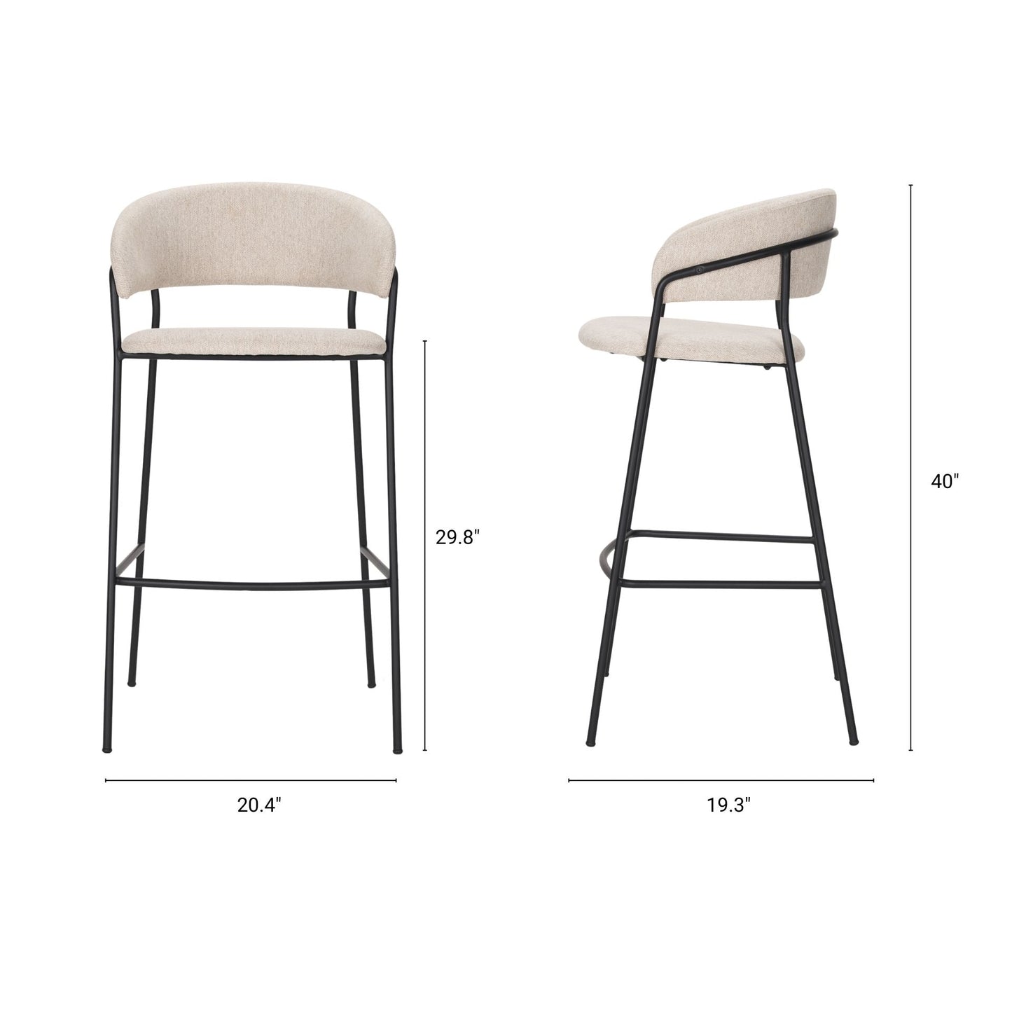 Carolyn Oatmeal Fabric Barstool
