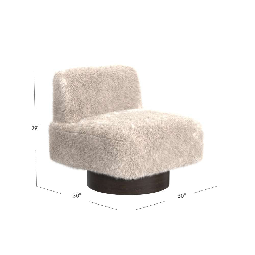 Amaya Wood Beige Swivel Armless Accent Chair - view 7