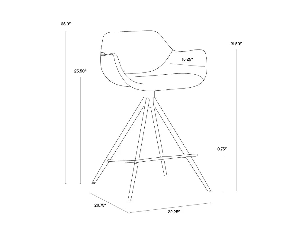 SUNPAN Owen Swivel Counter Stool - Town Grey 360 Degree Swivel