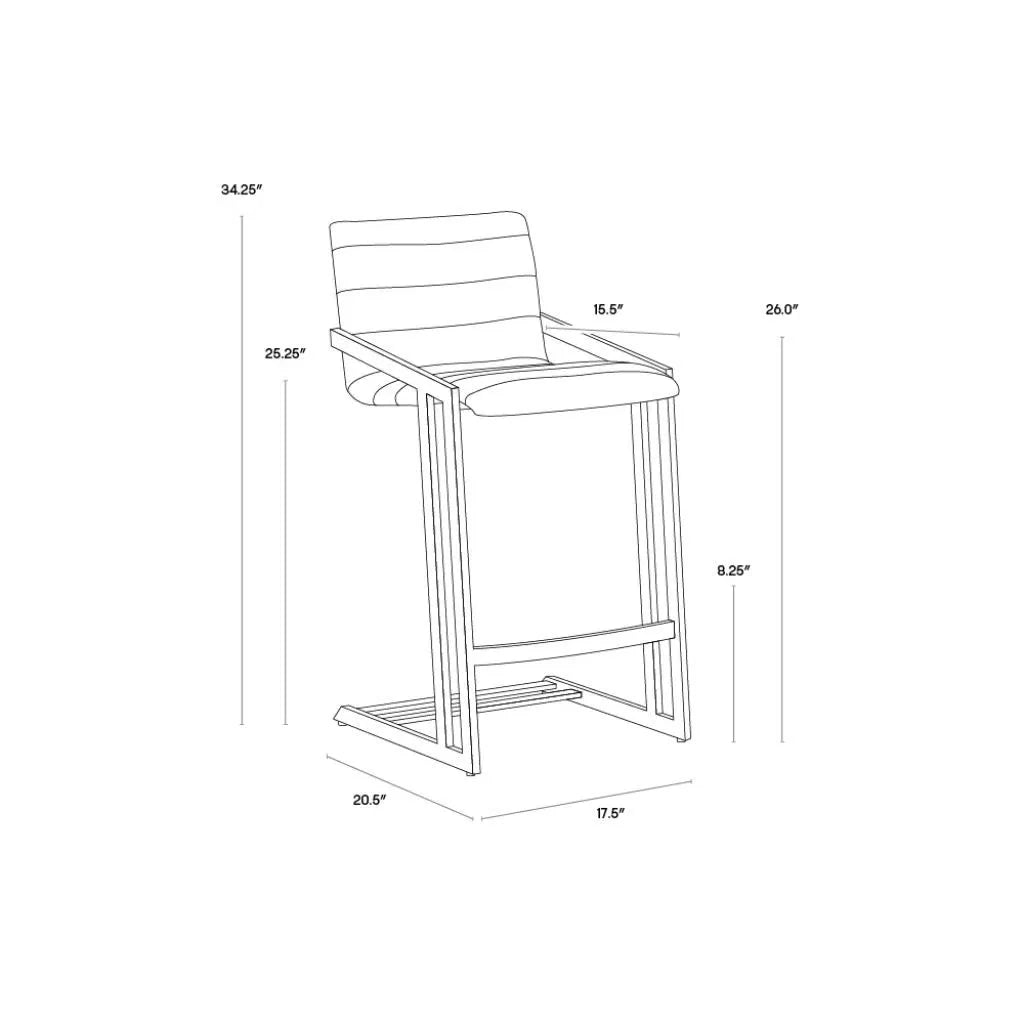 SUNPAN Webber Industrial Chic Leather Counter Stool