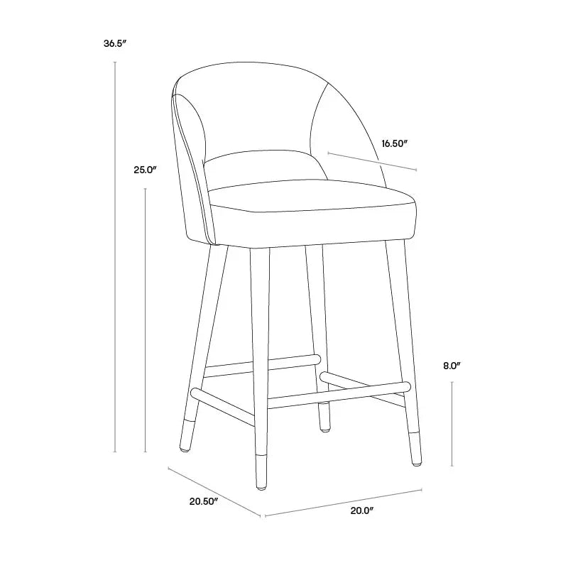 SUNPAN Monae Leather Chic Barrel Counter Stool
