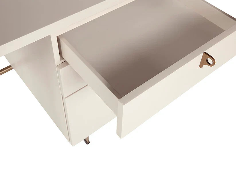 Celine Desk - Cream With Antique Brass