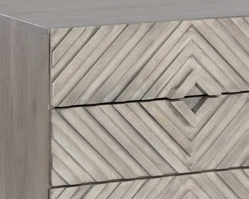 Noemi Nightstand With Chevron & Steel Base