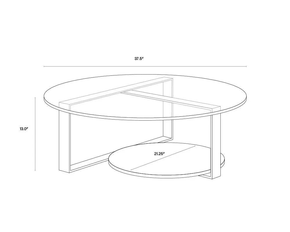SUNPAN Maldini Coffee Table Glass Top Brass