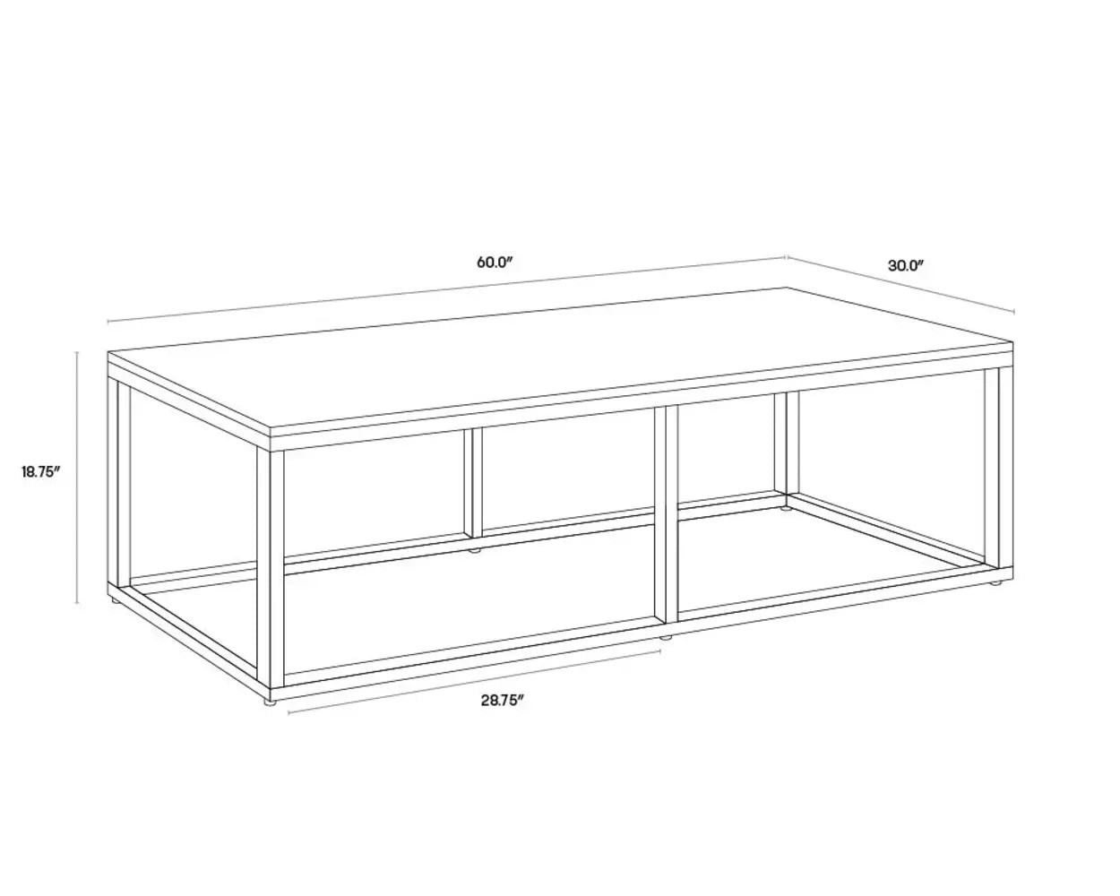 SUNPAN Ellery Marble Top Rectangular Coffee Table