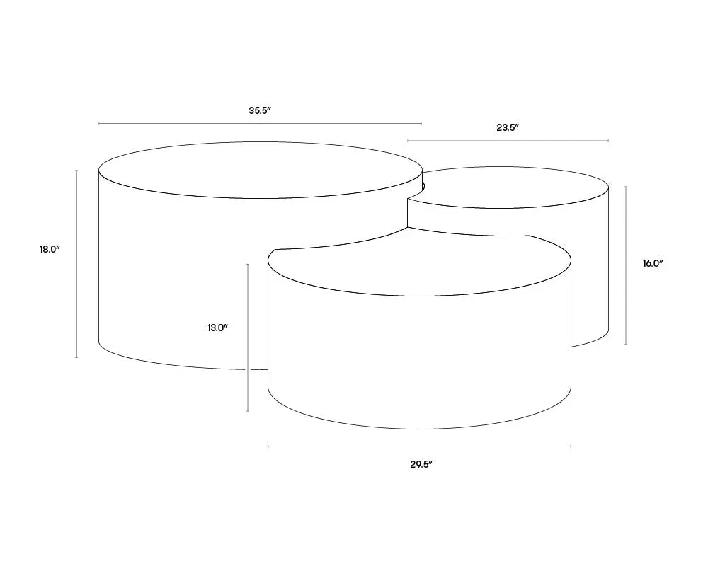 Neo Coffee Tables Set Of 3 Antique Brass