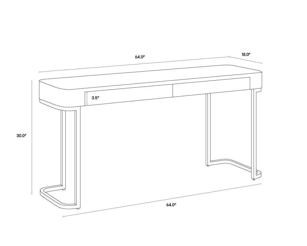 Jamille Console Table Faux Leather & Steel Base