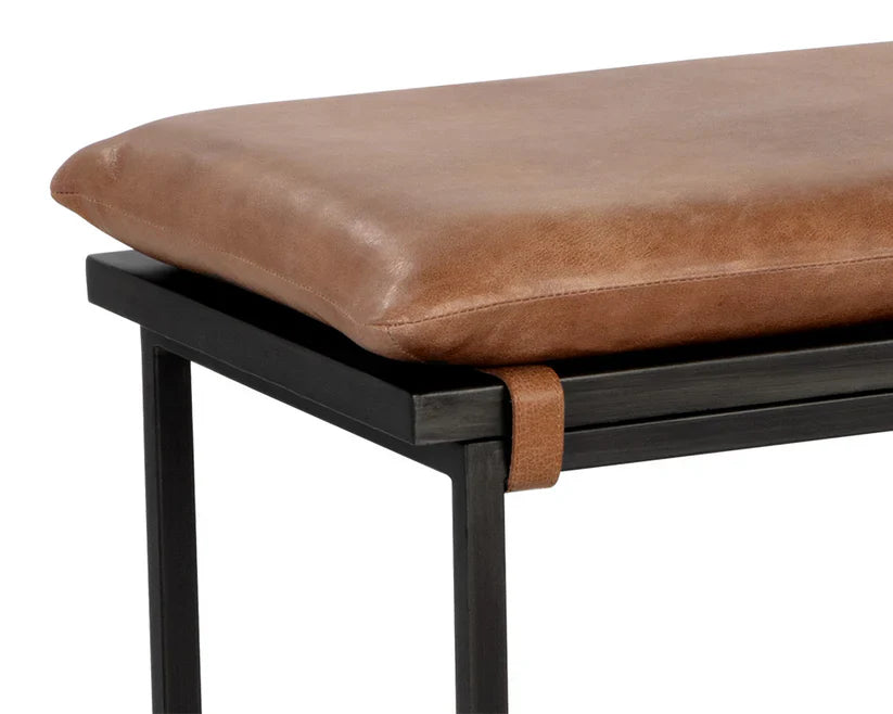 Zancor Bench - Tan Leather with Gunmetal
