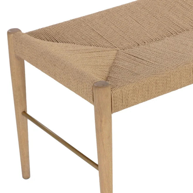 Moira Bench Natural Paper Rope With Solid
