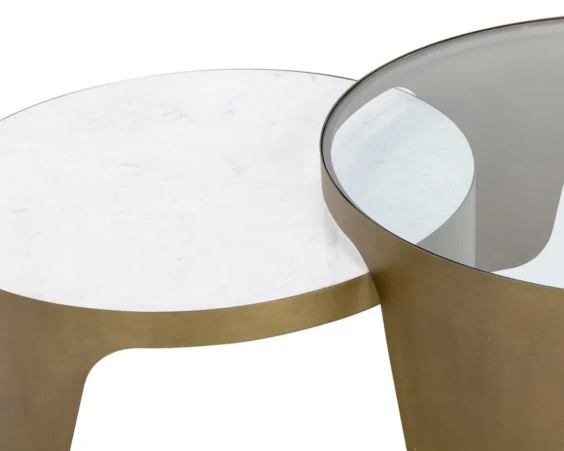 SUNPAN Mysaria Nesting Coffee Tables 2PC Marble & Glass
