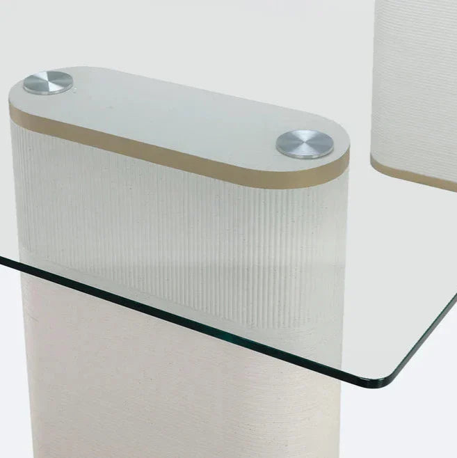 SUNPAN Aemond Dining Table 86.5" Glass Concrete Base