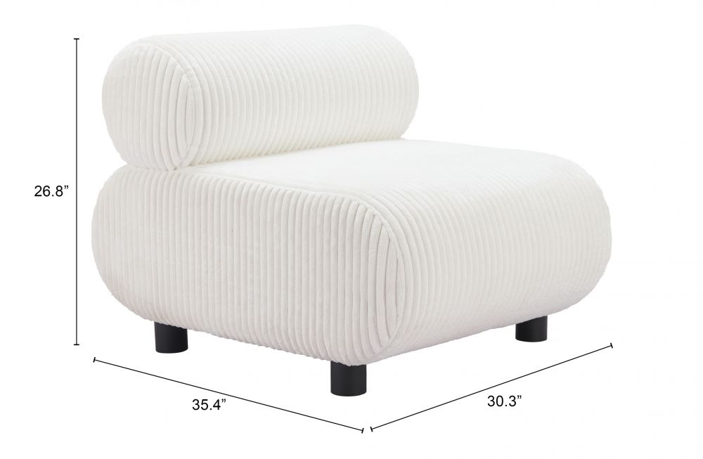 Zuo Modern Rahat Wood White Armless Accent Chair