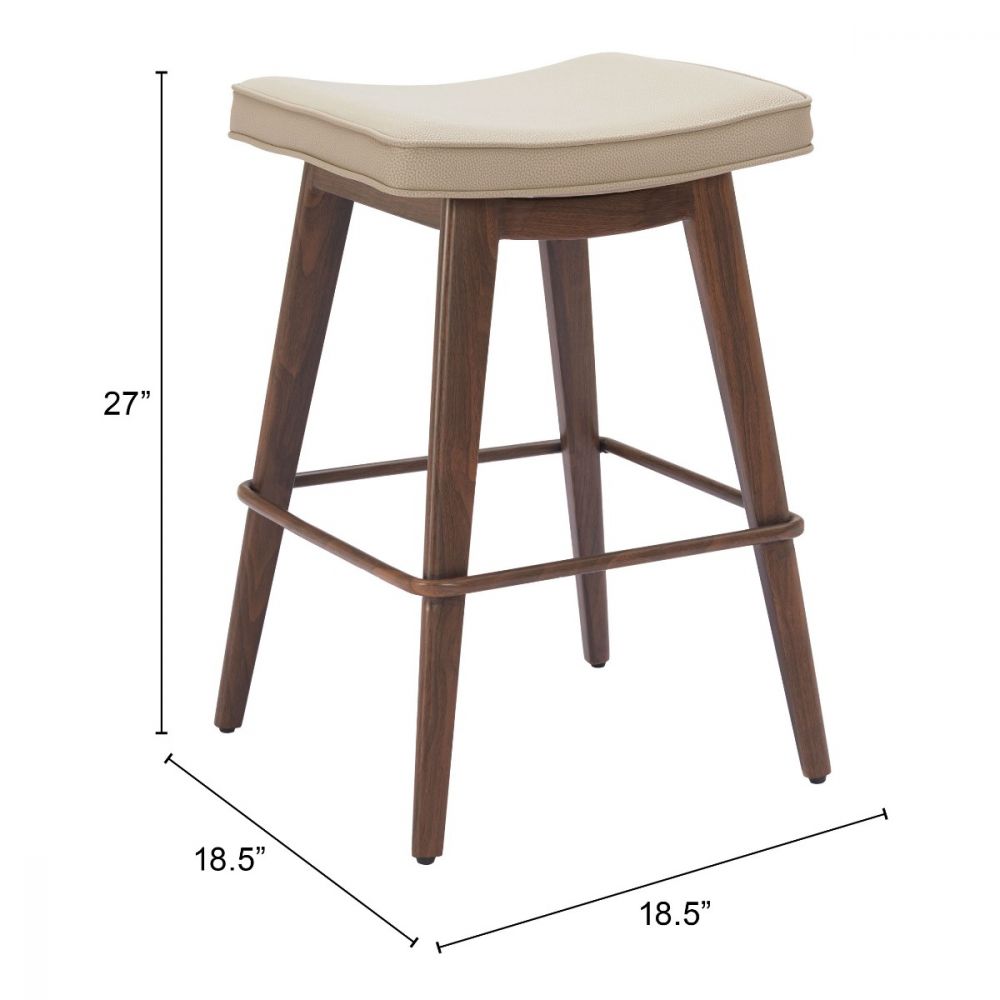 Divat Wood and Steel Beige Counter Stool 2PC