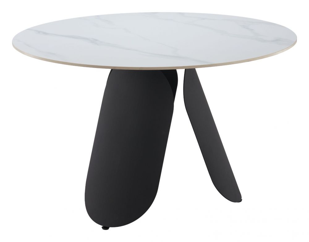 Zuo Modern Toru Stone & Steel White Round Dining Table
