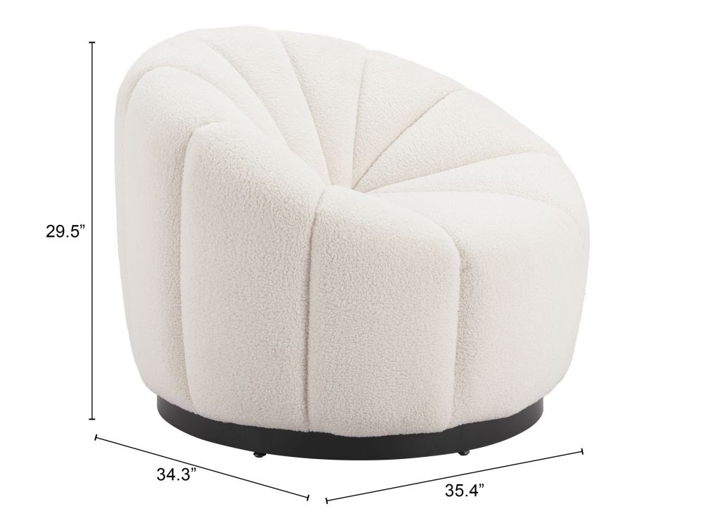 Zuo Modern Bhutan Wood & Steel Cream Accent Chair