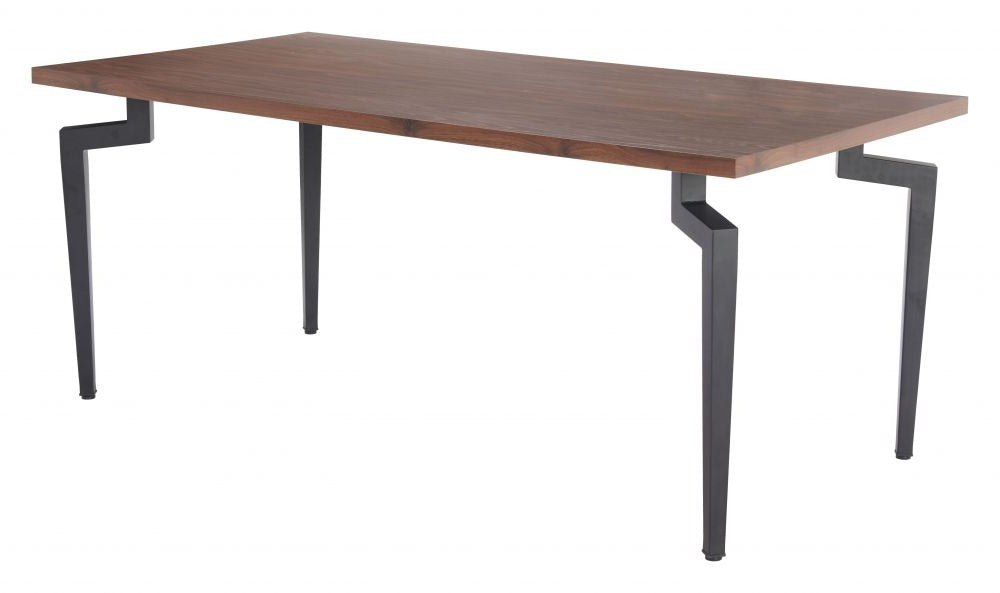 Kani Wood & Steel Walnut Rectangular Dining Table