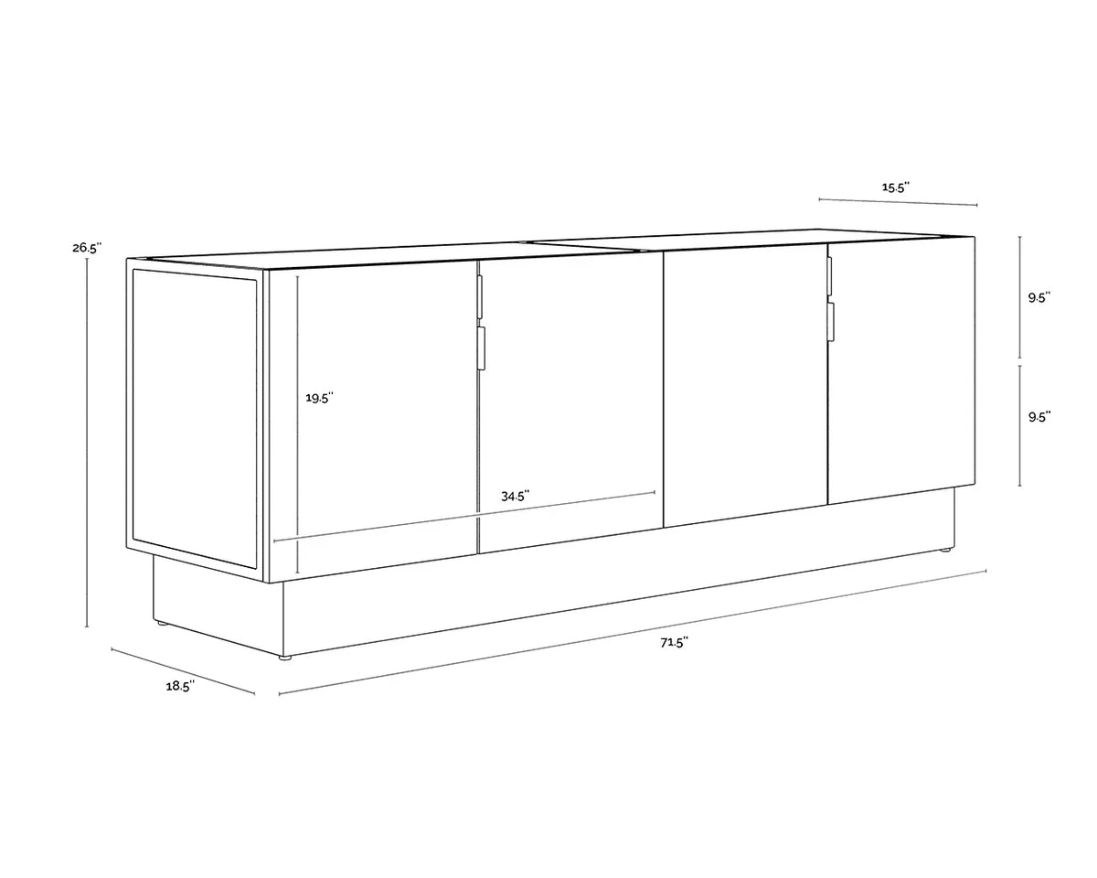 SUNPAN Caddo Sideboard Antique Nickel Doors & Iron