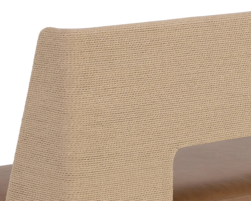 Brocco Banquette Cognac Faux Leather Bench