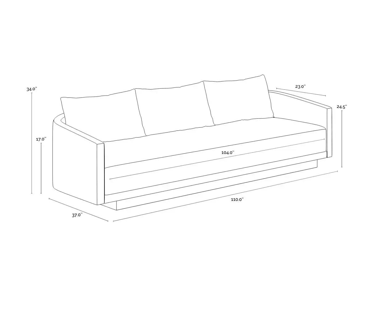 Gannon Performance Fabric Modern Sofa