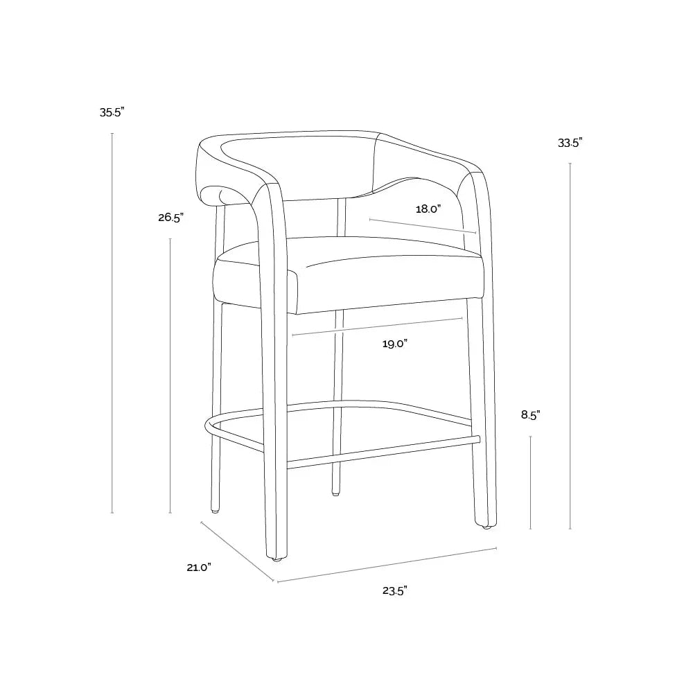 SUNPAN Mavia Counter Stool Sesame Leather Iron Legs