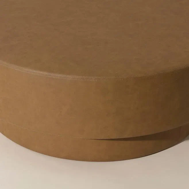 SUNPAN Arlo Ottoman Milliken Cognac Faux Leather