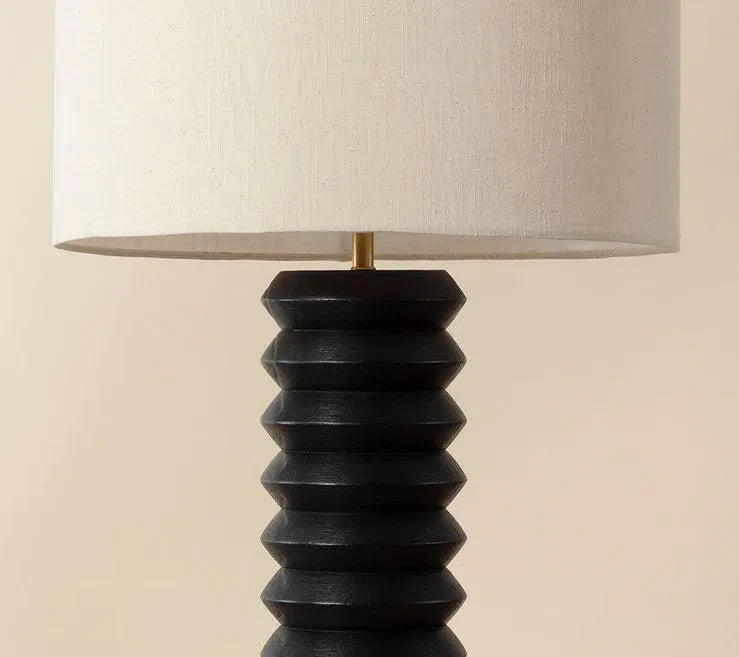 SUNPAN Oletto Table Lamp Beige Shade & Black Base