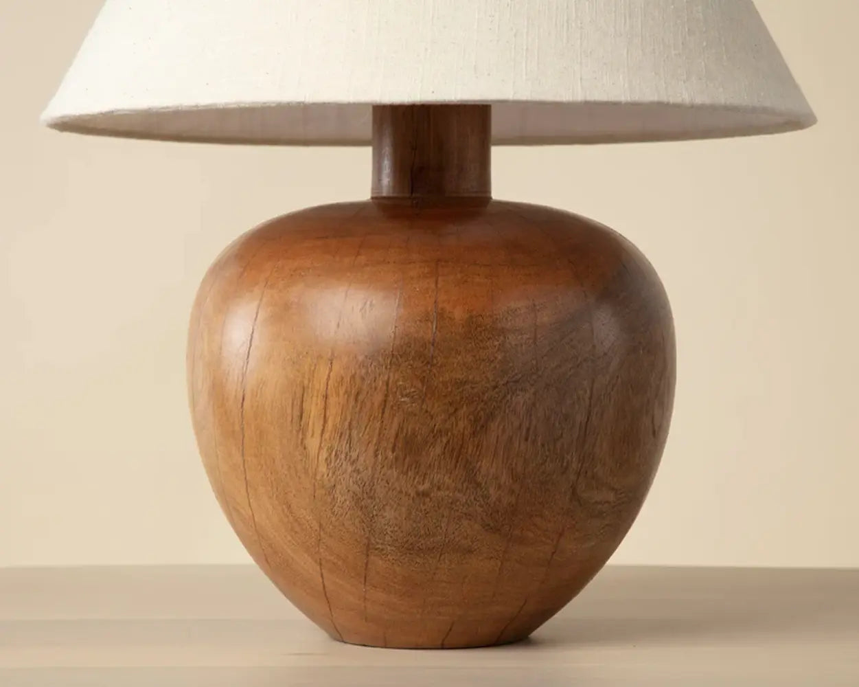 SUNPAN Dira Wooden Cream Table Lamp