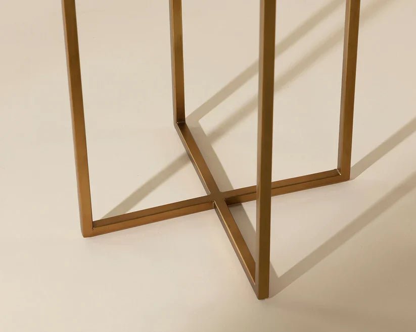 SUNPAN Sheena End Table Antique Brass Base & Glass