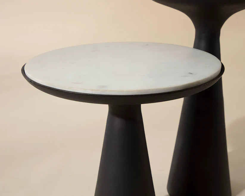 SUNPAN Chizu Nesting End Tables Marble Bronze Base Set