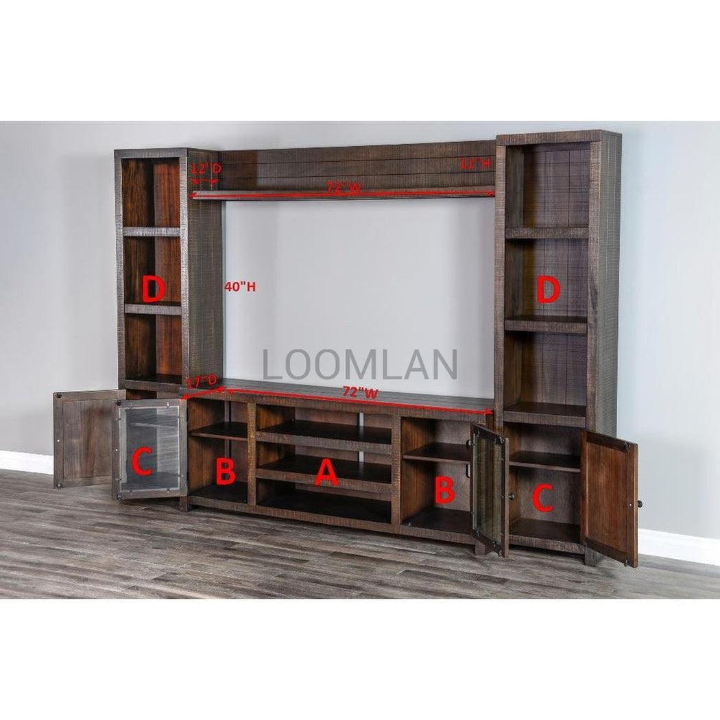 112" Entertainment Wall Unit For TV Up to 72" With Bookcase Entertainment Wall Unit Sideboards and Things By Sunny D