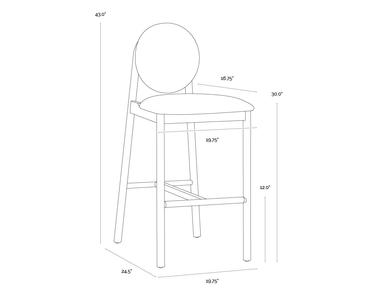 SUNPAN Orabell Mid-Century Faux Leather Barstool
