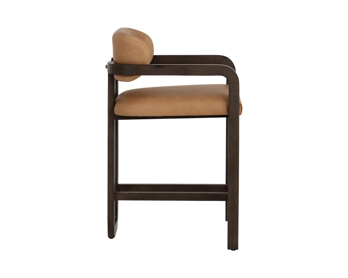 SUNPAN Madrone Ludlow Sesame Leather Counter Stool