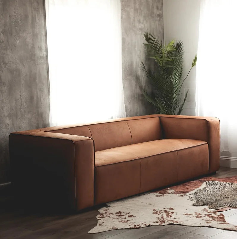 Contemporary Leather Club Sofa
