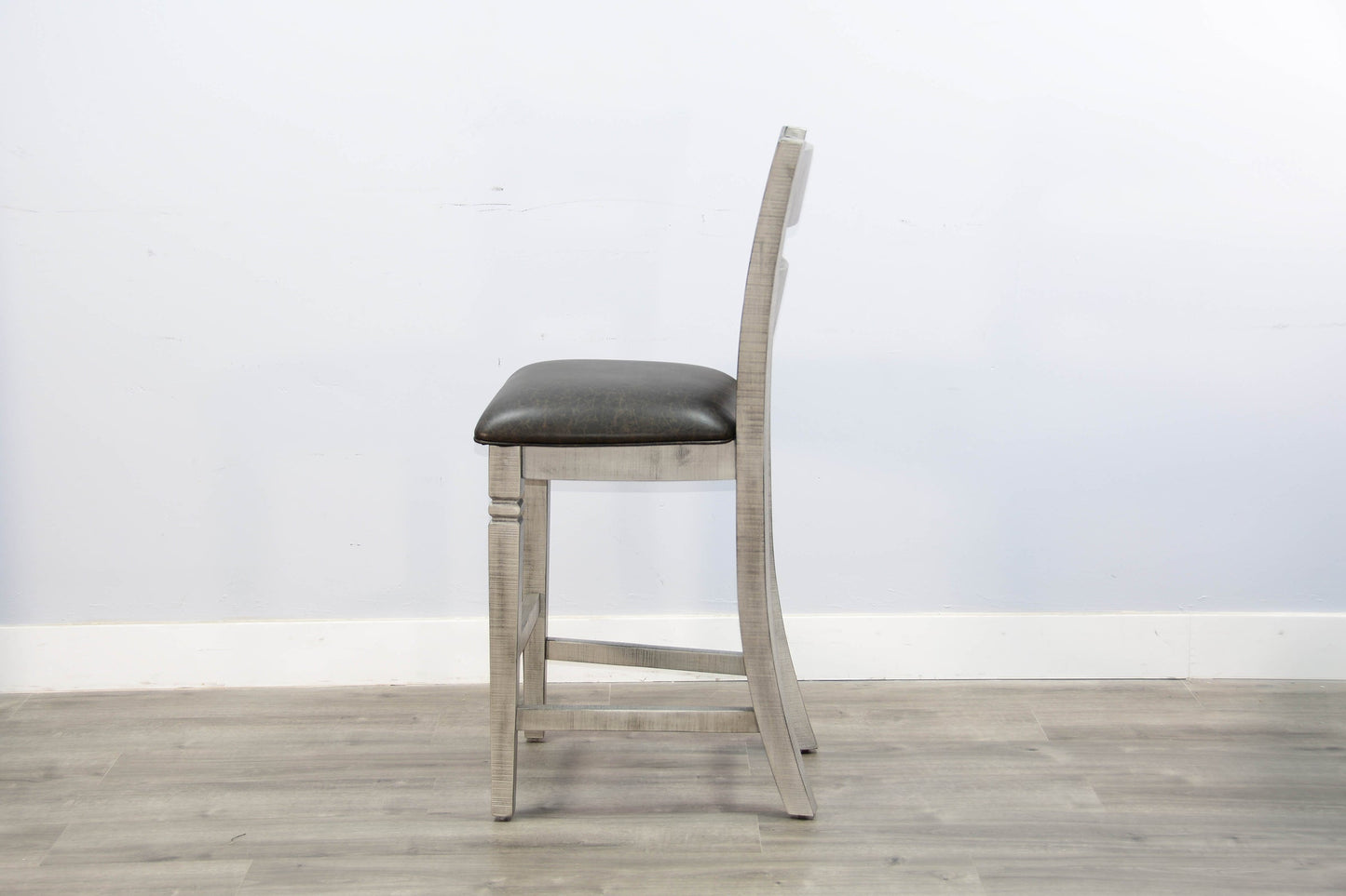 Alpine Leather Ladderback Barstool 2PC