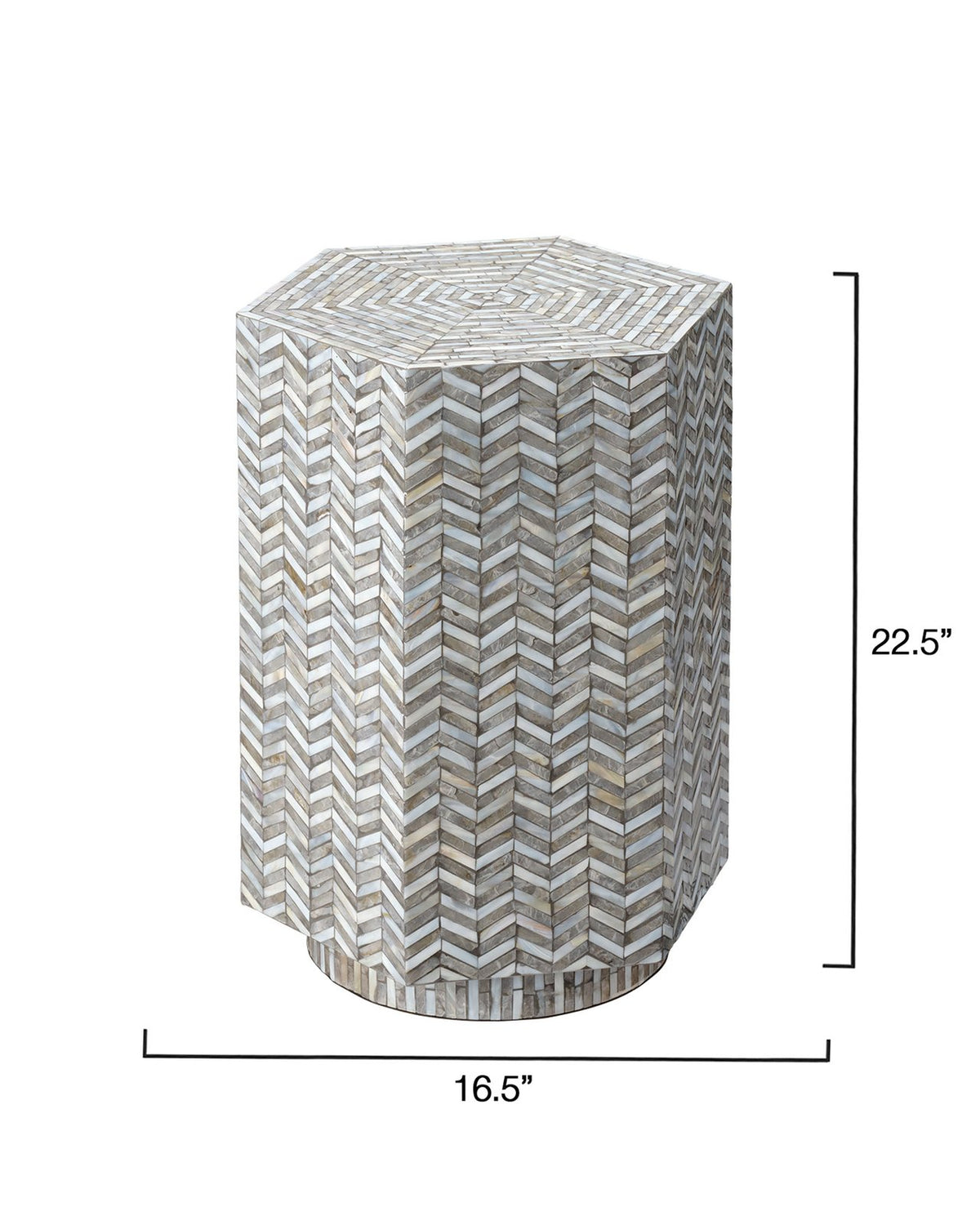 Jamie Young Brando Hexagon Side Table Mother of Pearl