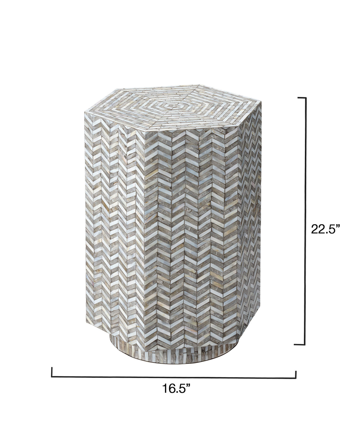 Jamie Young Brando Hexagon Side Table Mother of Pearl