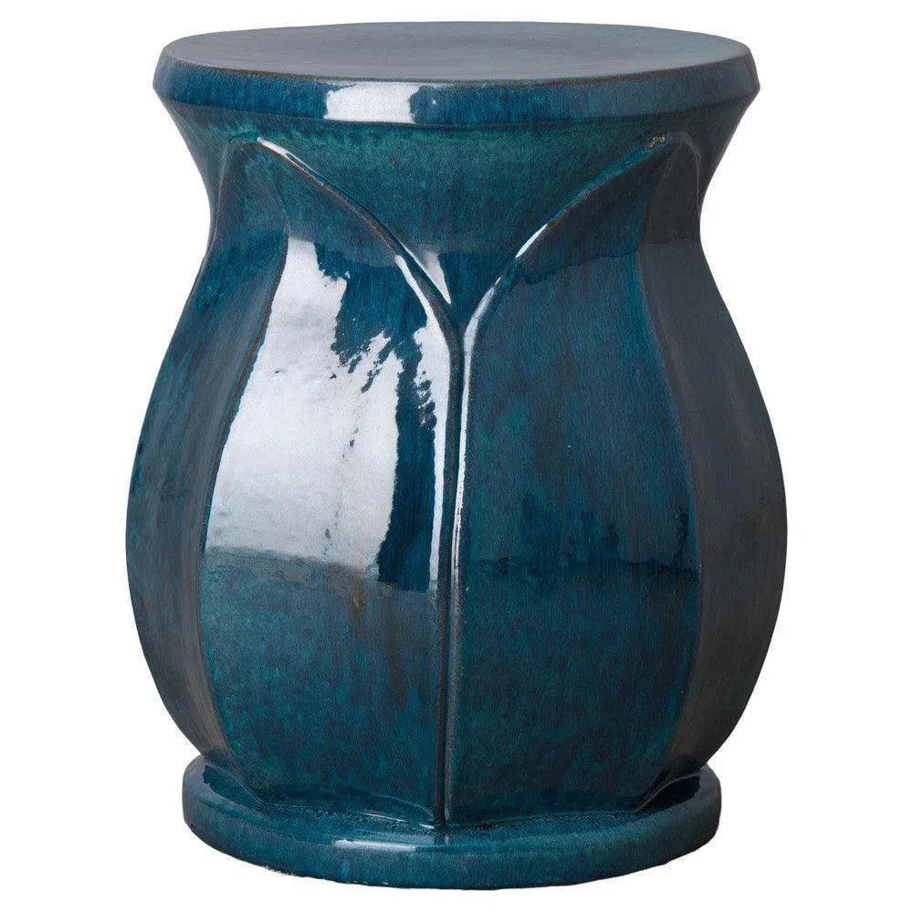 Emissary 22 in. Large Lotus Ceramic Outdoor Garden Stool