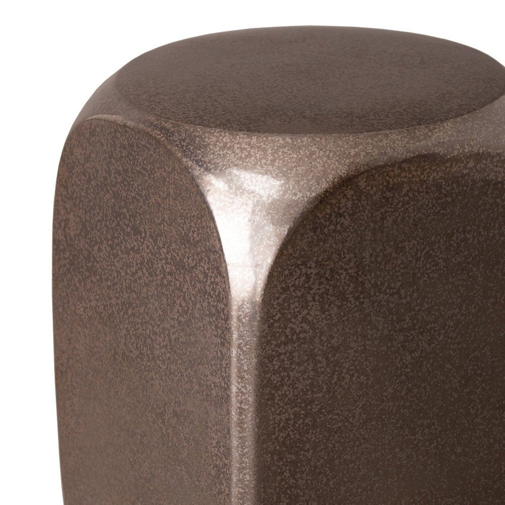 22 in. Dice Ceramic Garden Stool Brown Side Table Outdoor-Outdoor Stools-Emissary-Sideboards and Things