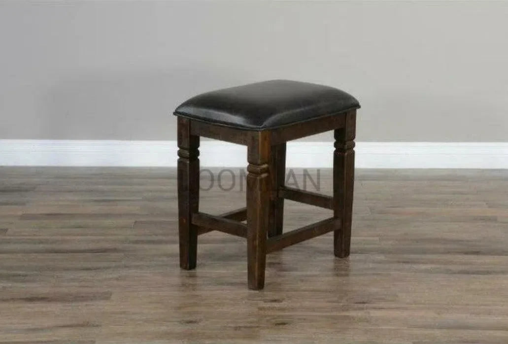 Sunny D Rustic Backless Counter Stool Leather Seat Set of 2