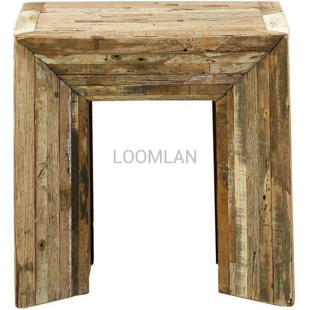 LOOMLAN Square Reclaimed Wood Planks Accent Table