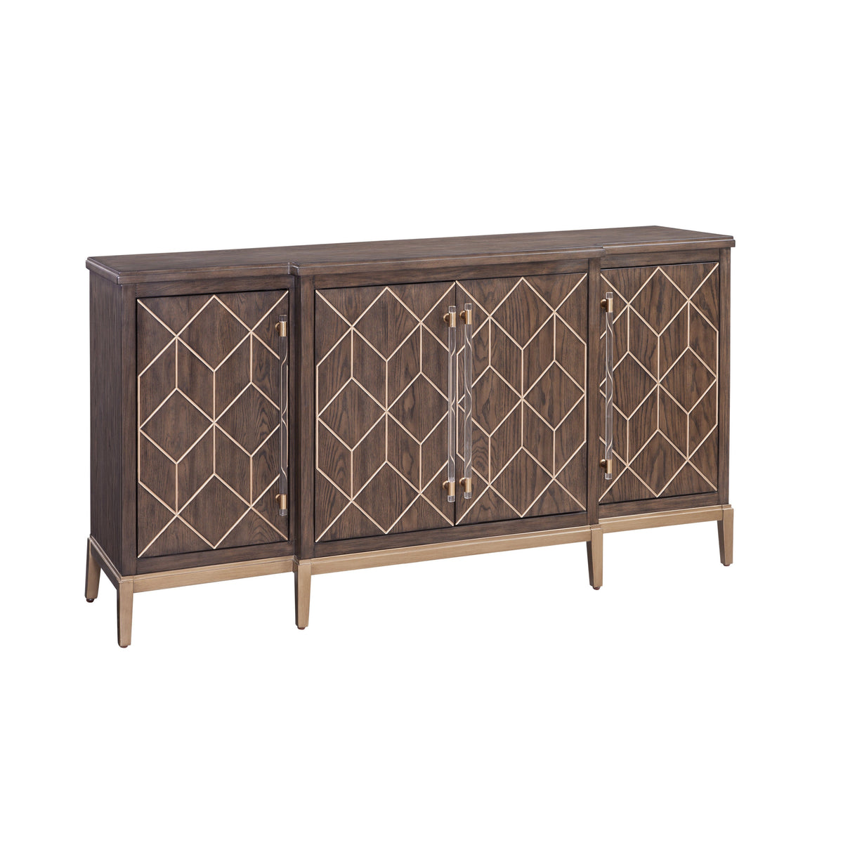 Bassett Mirror 68" Perrine Brown & Gold Wooden Credenza
