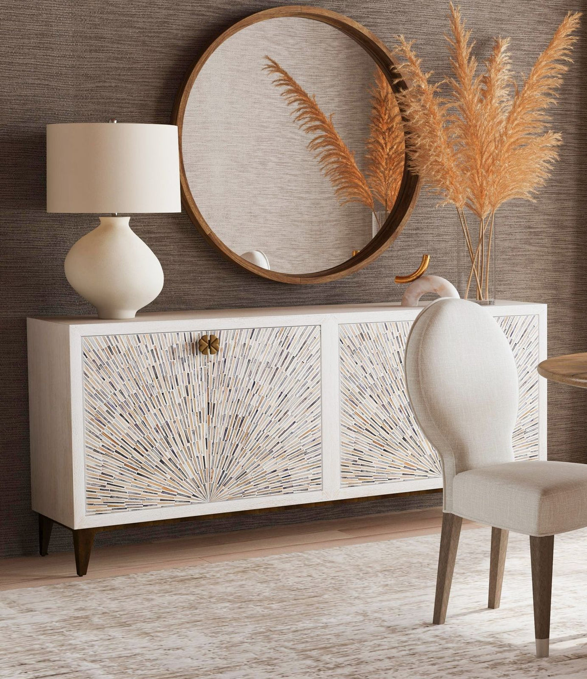 Bassett Mirror Astrid Mango Wood and Metal White Server