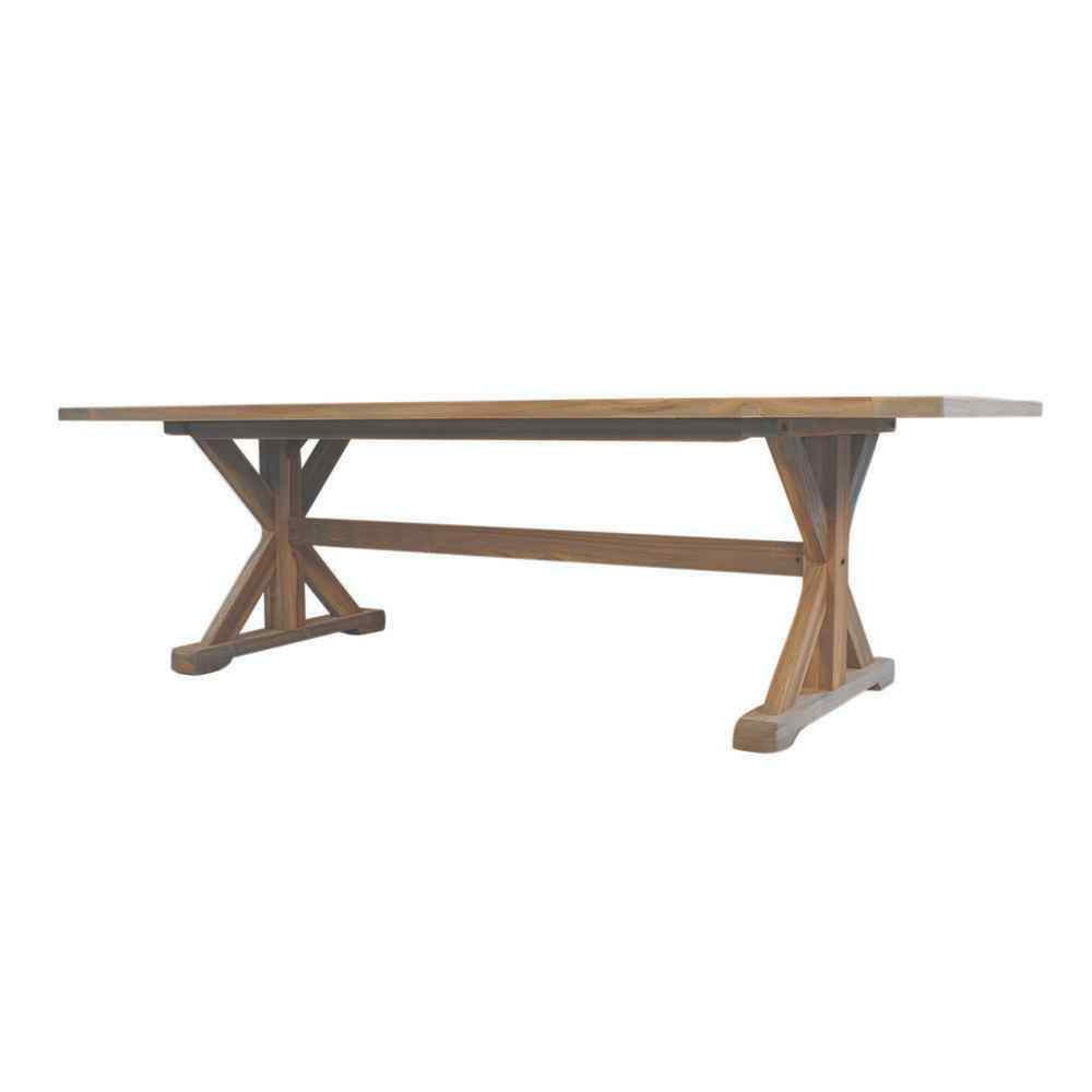 Teak Rectangular Trestle Base Outdoor Dining Table-Outdoor Dining Tables-Lloyd Flanders-Sideboads And Things