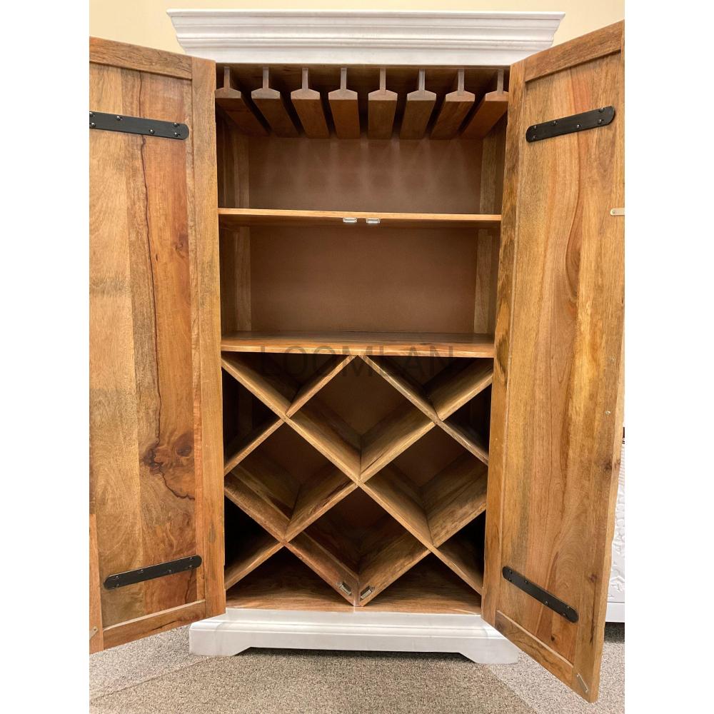 LOOMLAN White Coastal Tall Bar Cabinet for Home Bar