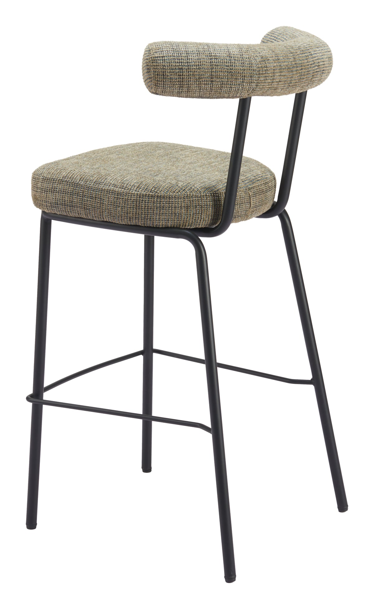 Zuo Modern Kede Green Tweed Barstool