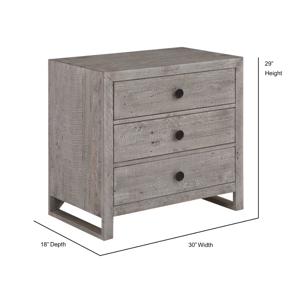 Studio 20 Three Drawers Grey Nightstand (Set Of 2)