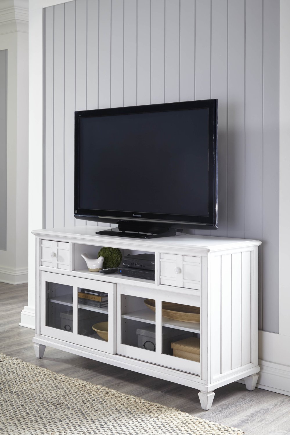 Cane Bay Wooden White Entertainment Console